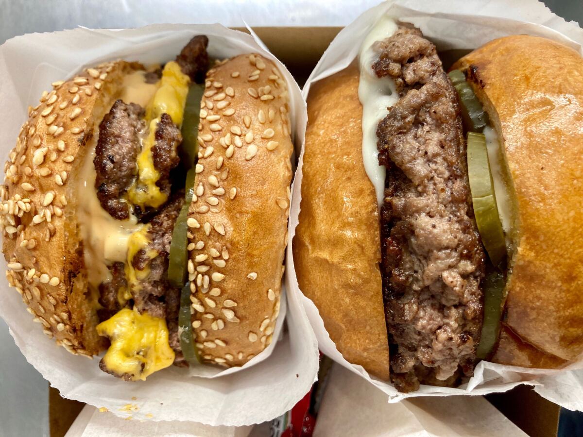 Classic Double (left) and DH Burger at Amboy