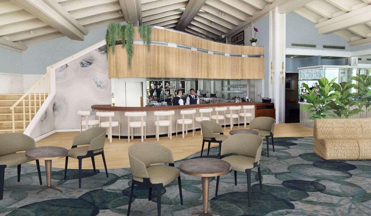 A rendering depicts the update of The Marine Room interior, which will be unveiled in October after a three-week closure.