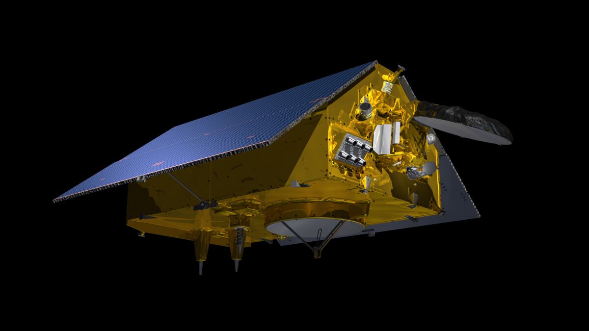 An illustration of the Sentinel-6 spacecraft.