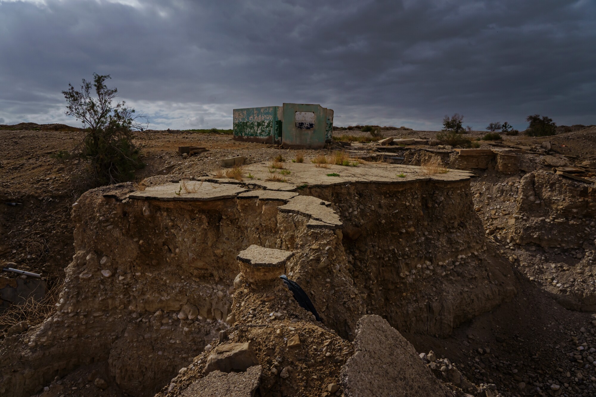 A sinkhole in the desert.