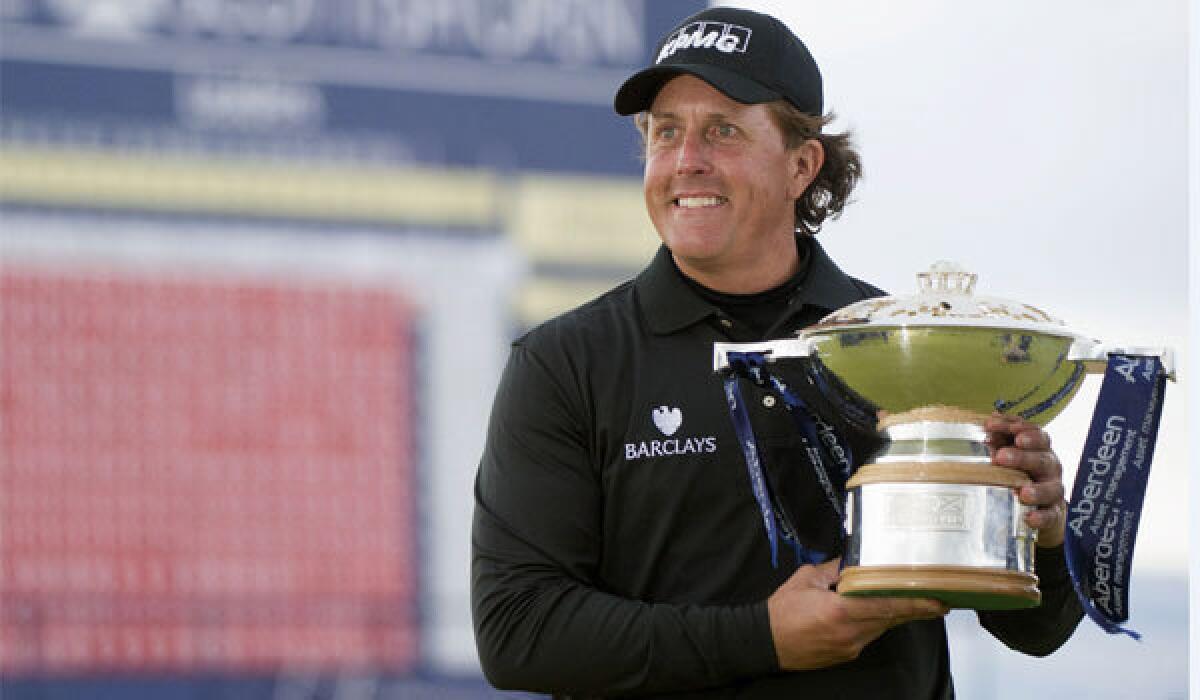 Phil Mickelson could have used a tighter grip on his trophy after winning the Scottish Open on Sunday.