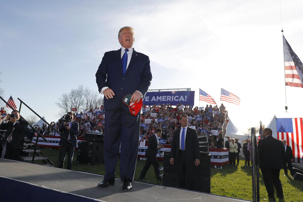 El expresidente Donald Trump en un evento en el Delaware County Fairgrounds
