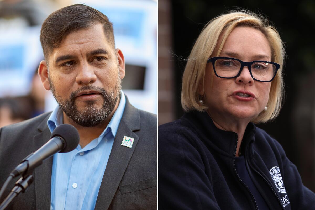 Left, Councilmember Hugo Soto-Martinez. Right, Councilmember Traci Park.