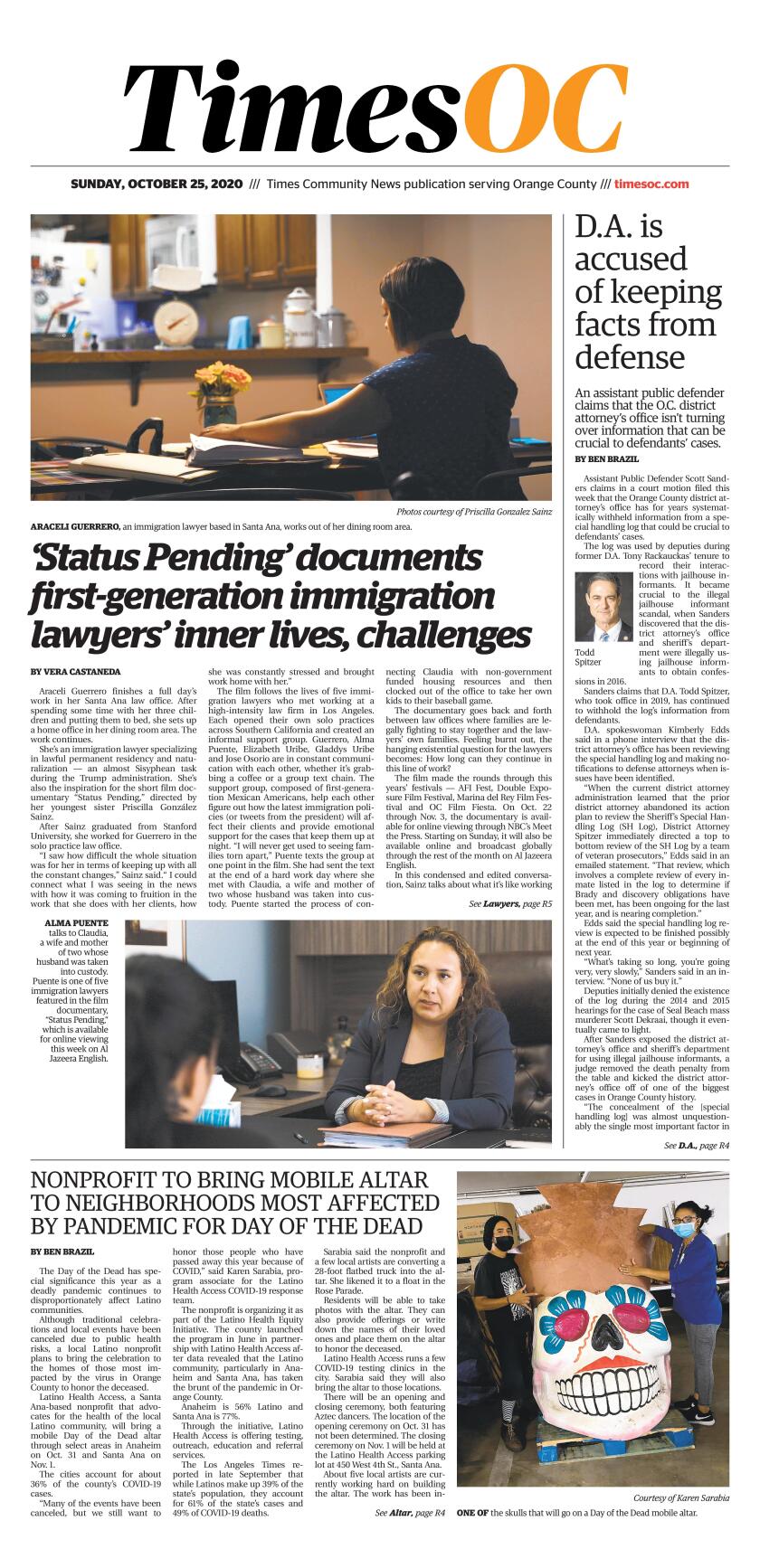 Oct. 25, 2020, TimesOC cover