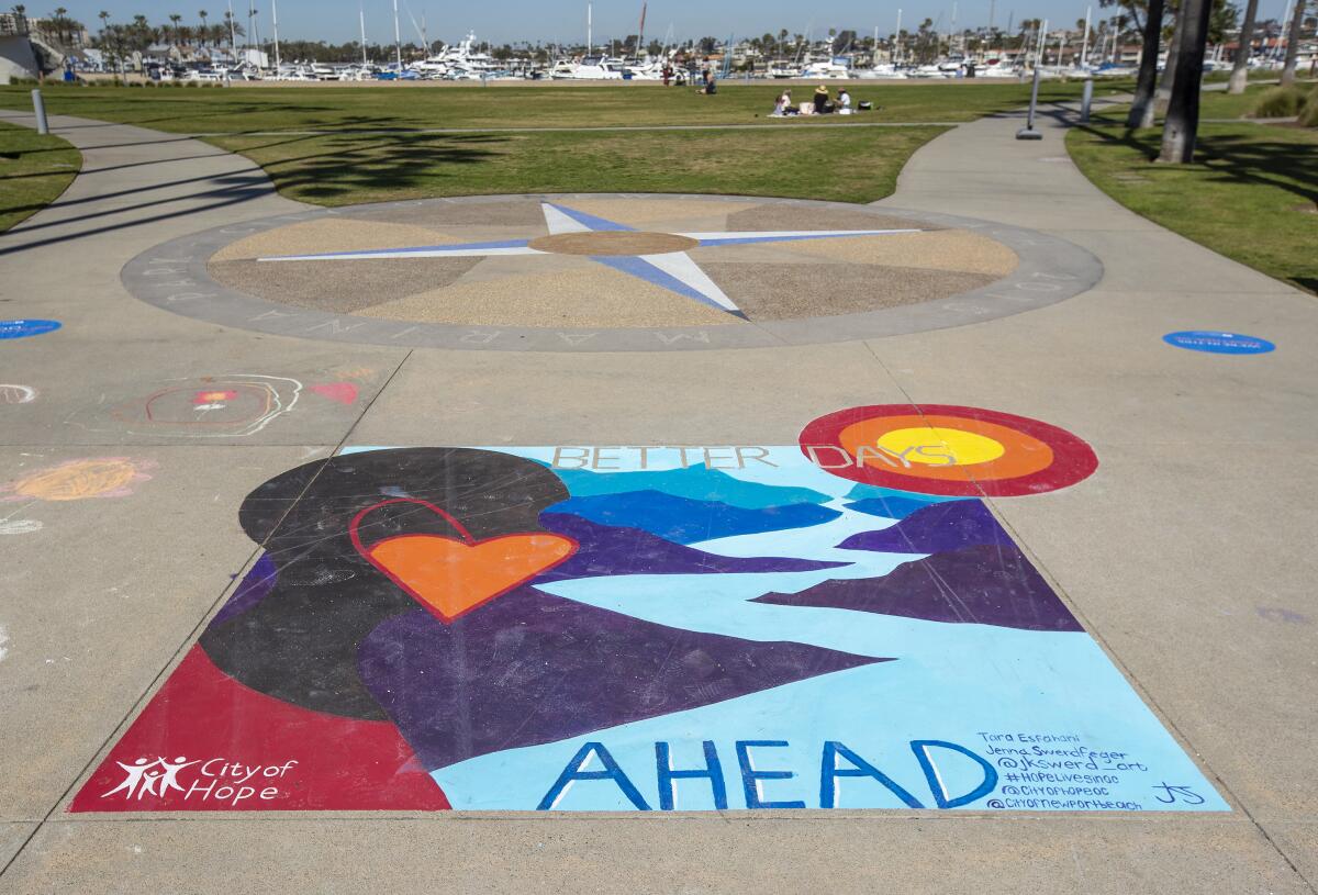 A chalk mural at Marina Park in Newport Beach.