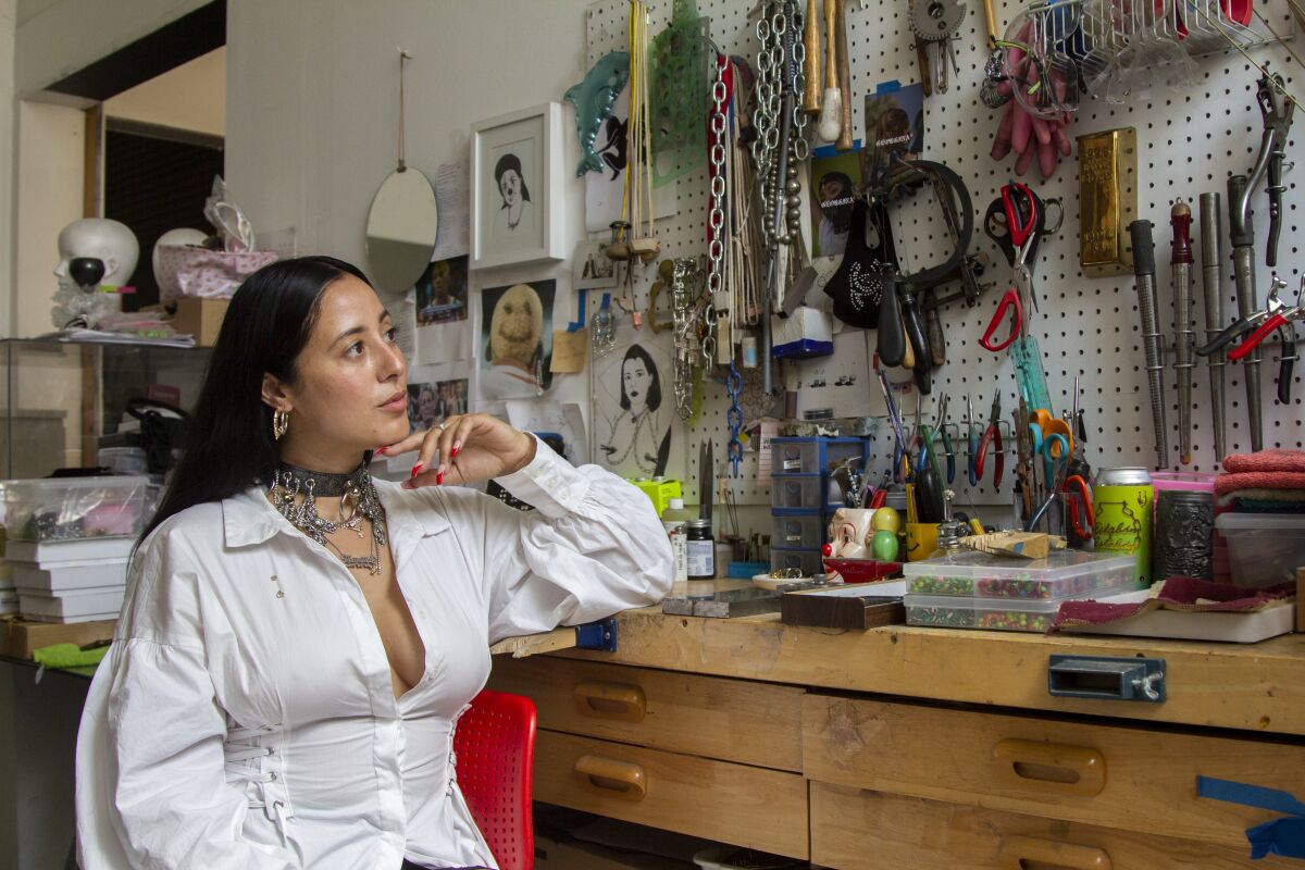 Contemporary jeweler Georgina Trevino in her studio at Kettner Boulevard in San Diego