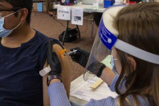 National City, CA - June 21: National City resident gets his first Pfizer shot at the Martin Luther King Community Center on Monday, June 21, 2021 in National City, CA. This vaccination site is among the last places to get vaccinated in the city this month. (Brittany Cruz-Fejeran / The San Diego Union-Tribune)