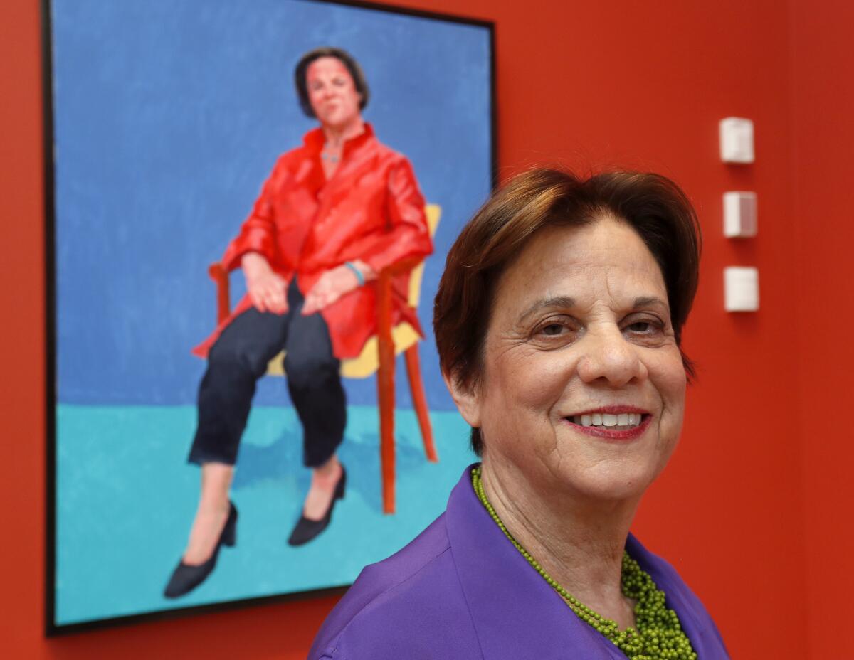 Also among Hockney's subjects: LACMA senior curator Stephanie Barron. (Luis Sinco / Los Angeles Times)