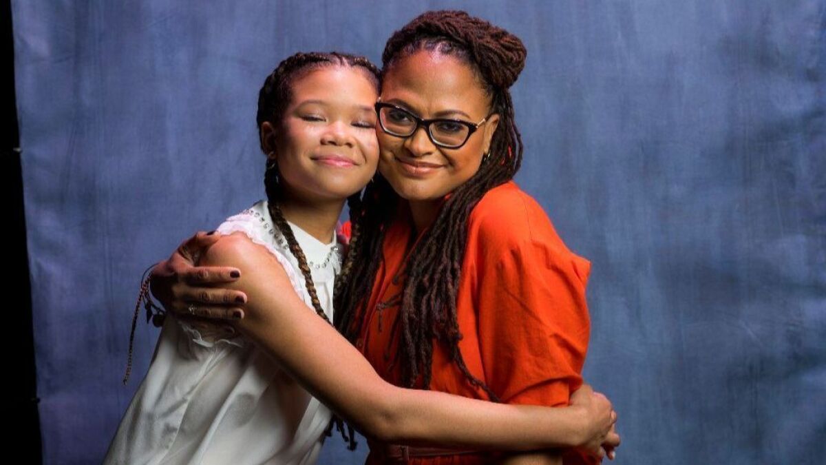 Director Ava DuVernay, right, and star Storm Reid of "A Wrinkle in Time."