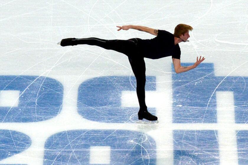 Russia's Evgeni Plushenko performs during a training session at the Iceberg Skating Palace on Wednesday.