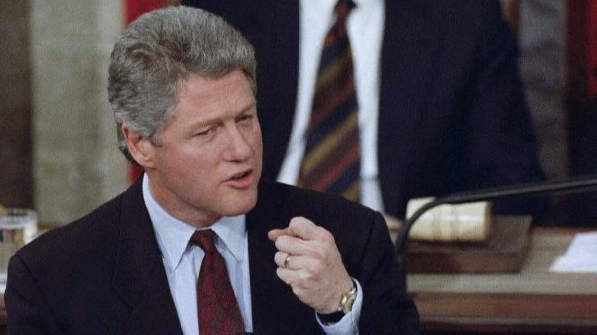 President Clinton speaks before a joint session of Congress in Washington on Feb. 17, 1993, where he laid out his economic plan.