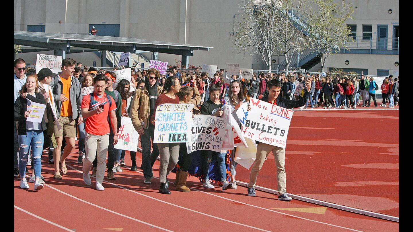 Photo Gallery: Crescenta Valley students participate in nationwide gun control protest in solidarity with students at Marjory Stoneman Douglas High School after shooting kills seventeen