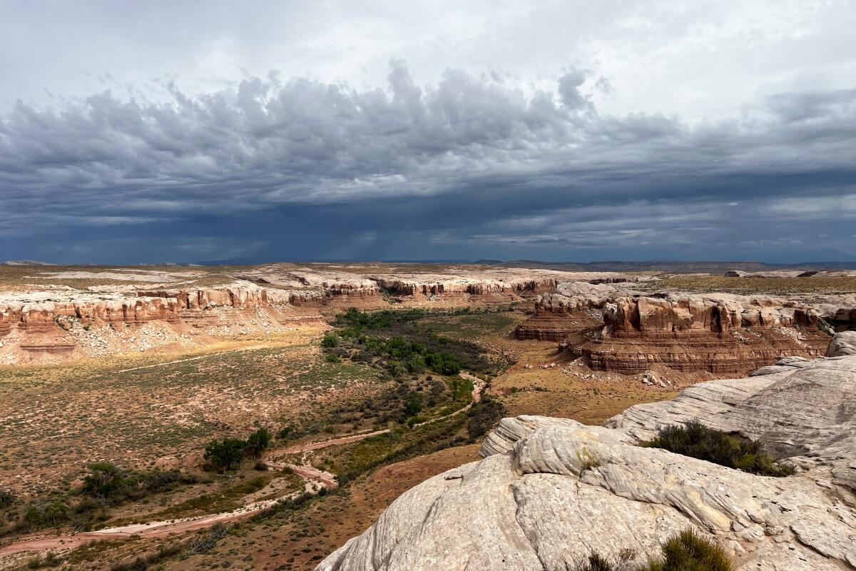 Une vue du dessus de Cottonwood Wash, Utah.