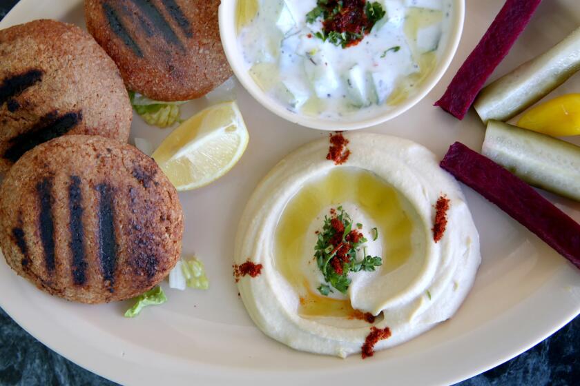 Kobbe, yogurt and hummus at the Kobe Factory & Syrian Kitchen in Van Nuys.