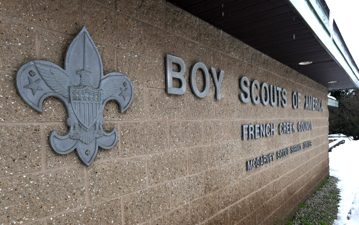 FILE - This Feb. 18, 2020, file photo shows the headquarters for the French Creek Council of the Boy Scouts of America in Summit Township in Erie County, Pa. Attorneys recently reached a tentative agreement that could help pave the way for the Boy Scouts of America to exit bankruptcy. A Delaware judge has set a Thursday, Aug. 12, 2021 hearing on a proposed $850 million agreement between the Boy Scouts and attorneys representing about 70,000 child sex abuse claimants. (Christopher Millette/Erie Times-News via AP, File)