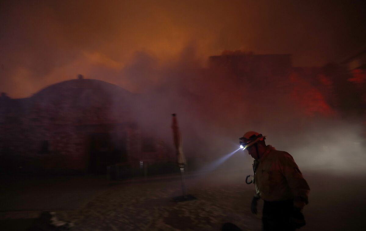 The Soda Ranch winery along State Highway 128 near Healdsburg is consumed by the Kincade fire in the early morning of Oct. 27.