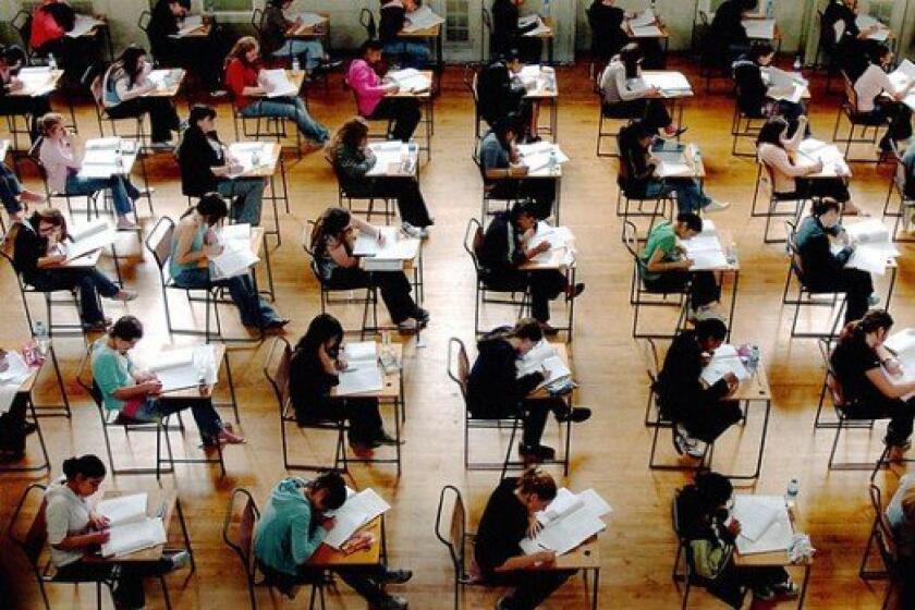 Students taking the SAT test.