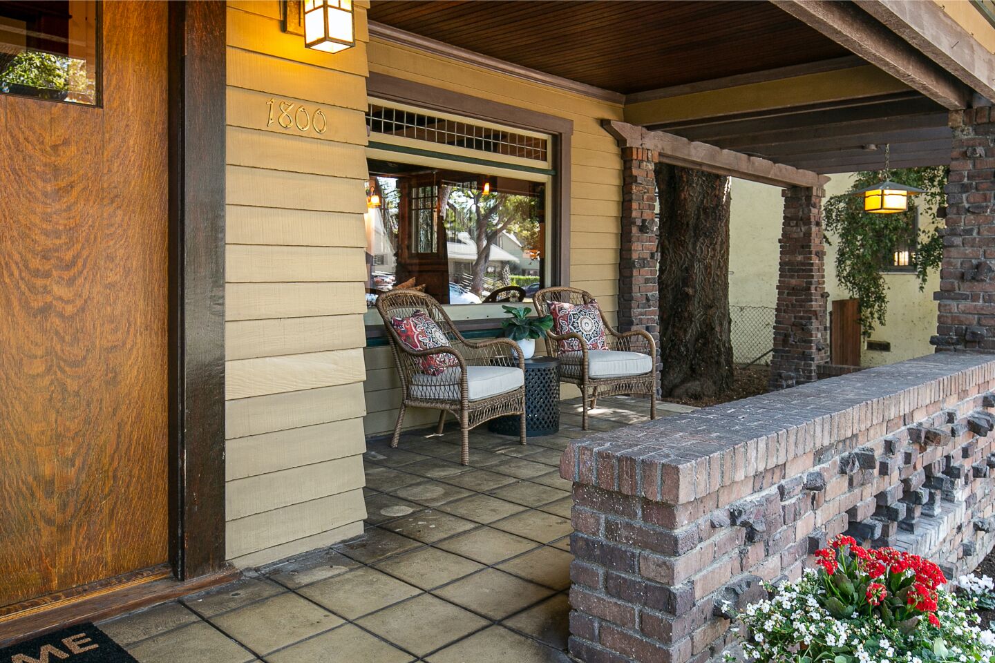 The covered front porch.