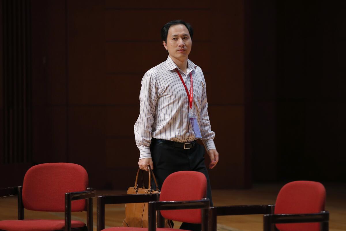 Genetic researcher He Jiankui arrives at the Human Genome Editing Conference in Hong Kong in November 2018. 