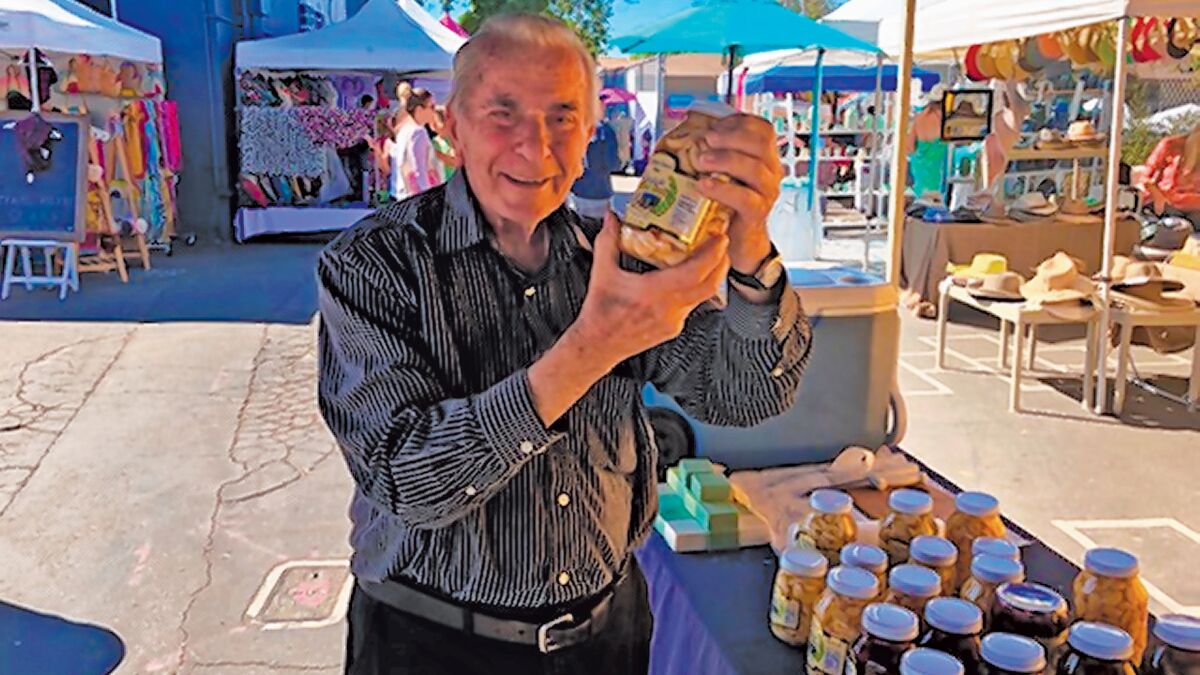 George Petrou has sold his own brand of olive oil here since the start of the La Jolla Open Aire Market 21 years ago. La Jolla Open Aire Market is held Sundays, 9 a.m.-1 p.m. at 7335 Girard Ave. in La Jolla, at the corner of Girard Avenue and Genter Street. lajollamarket.com