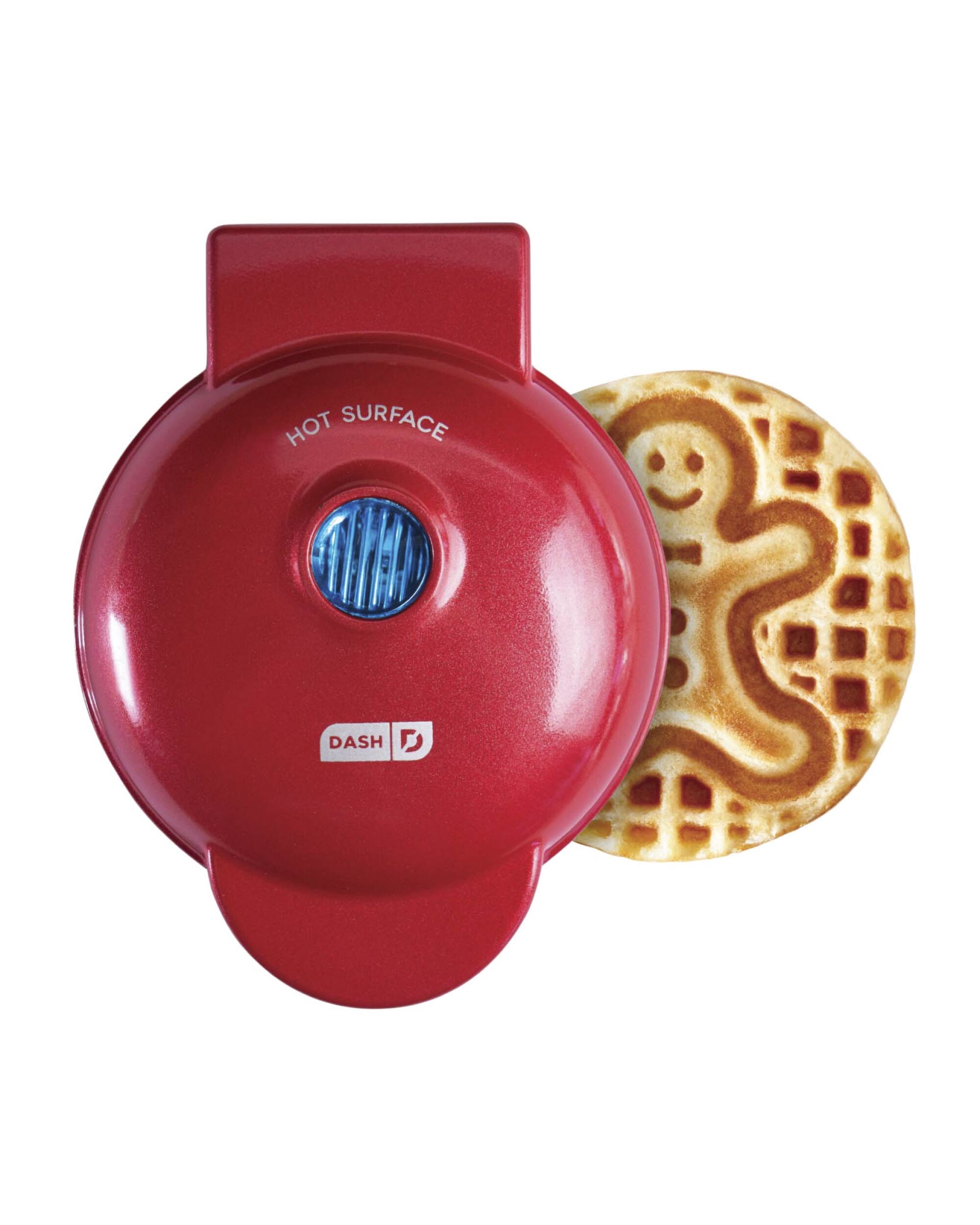 A Mini waffle maker by Dash and a gingerbread waffle