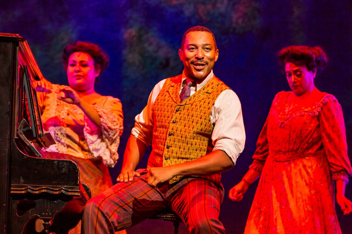 Charl Brown, center, as Coalhouse Walker Jr. in Moonlight Stage Productions' "Ragtime."