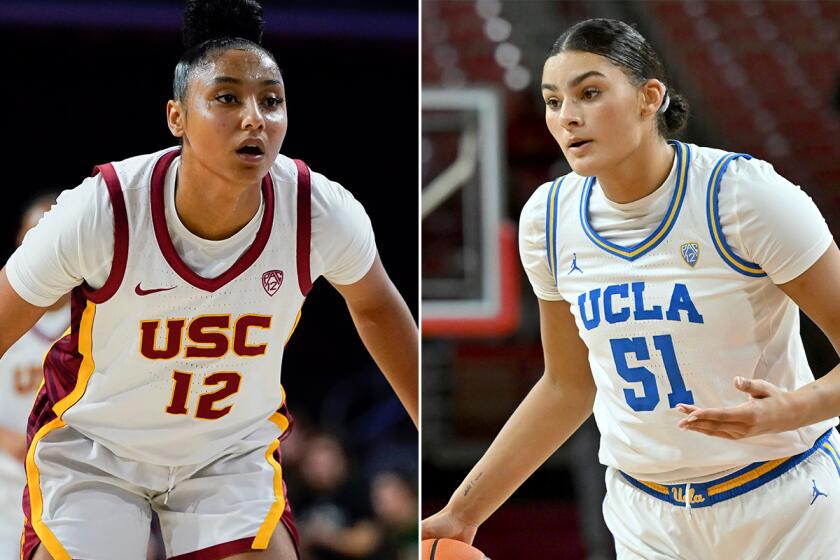 USC's Juju Watkins and UCLA's Lauren Betts side by side.