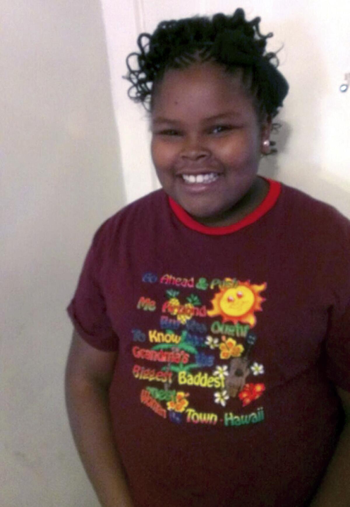 This undated photo provided by the McMath family and Omari Sealey shows Jahi McMath. The family of a 13-year-old California girl who was declared brain-dead after a tonsillectomy was granted a court order to keep her on ventilator until Jan. 7.