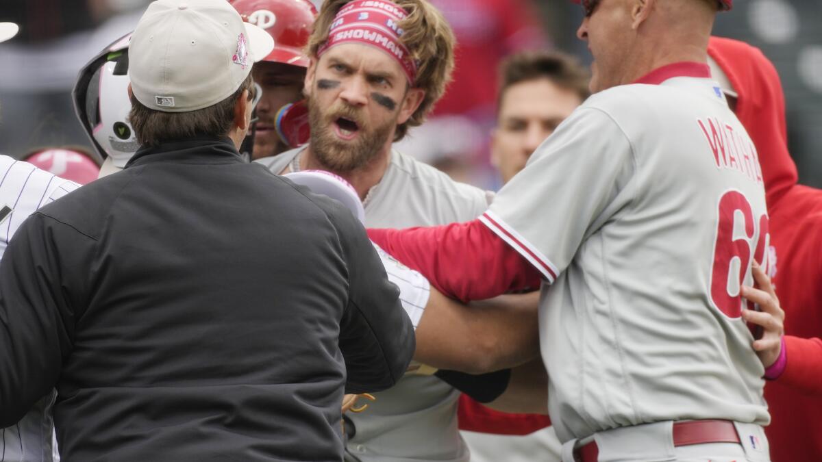 Harper ejected for charging dugout, Freeland pitches Rockies past Phillies  4-0 on 30th birthday - The San Diego Union-Tribune