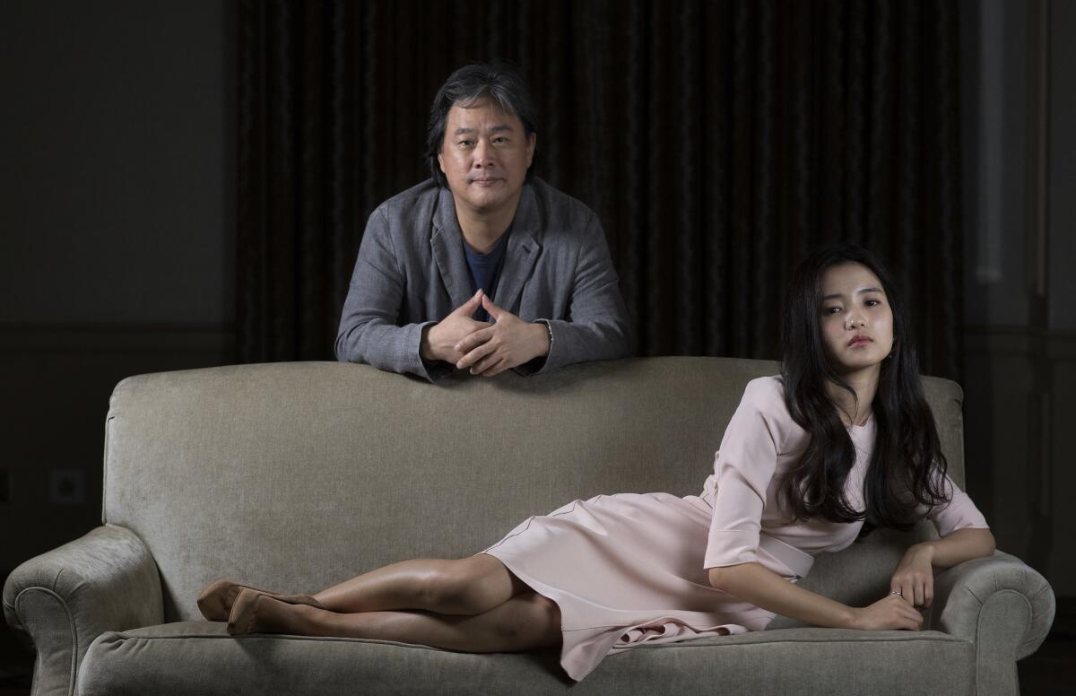 Filmmaker Park Chan-wook and actress Kim Tae-ri from "The Handmaiden."
