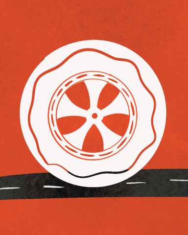 Illustration of tire rotating on a road.