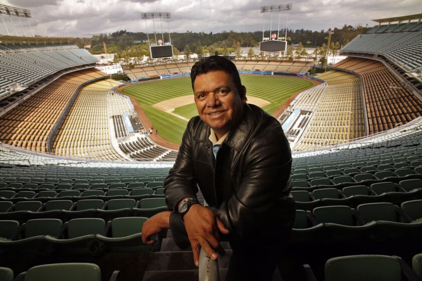 Seib, Al –– B581155105Z.1 LOS ANGELES, CA – MARCH 24, 2011: Former Los Angeles Dodgers pitcher Fernando Valenzuela photographed at Dodger Stadium March 24, 2011. It's the 30th anniversary of Fernandomania which spawned a whole new generation of Dodgers fans. (Al Seib / Los Angeles Times)