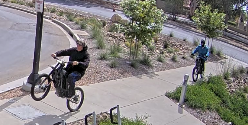 A surveillance photo shows two men suspected of involvement in a BB gun shooting of at least one person at UCSD on Aug. 28.
