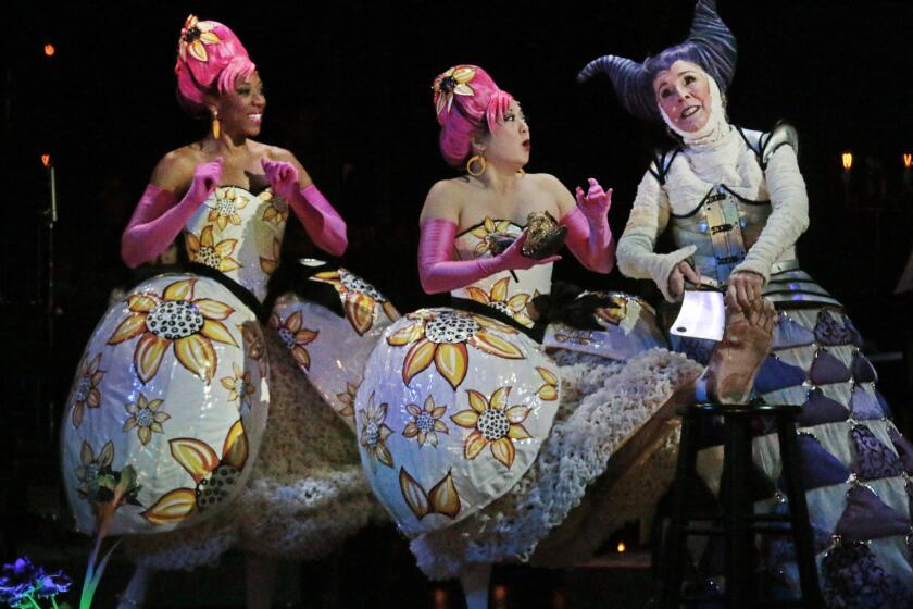 Christiana Clark, left, Katie Bradley and Catherine E. Coulson in "Into the Woods" at the Wallis Center for the Performing Arts in Beverly Hills.