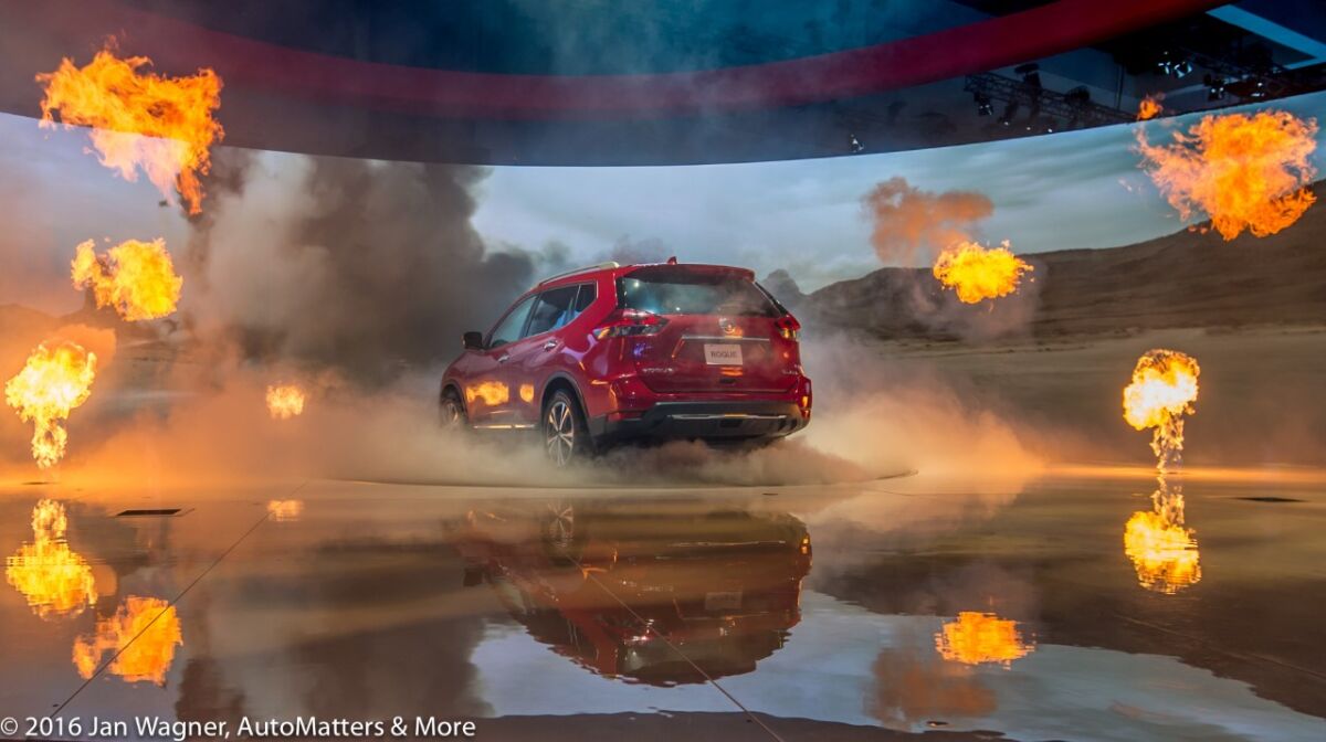 Star Wars-themed press conference with pyrotechnics at 2016 LA Auto Show