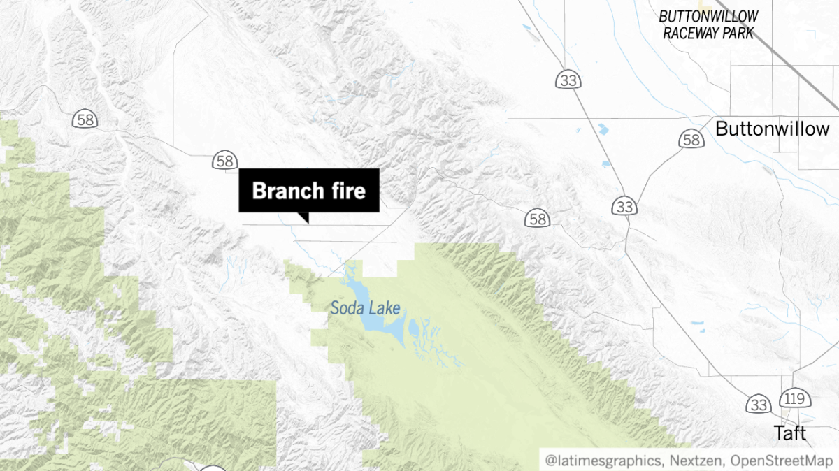 Map showing location of Branch fire in San Luis Obispo County