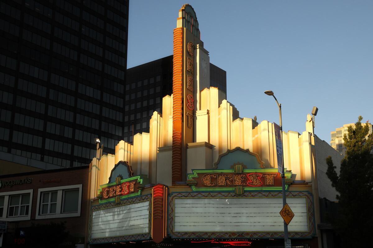 A view of the Crest Theater on Westwood Boulevard.