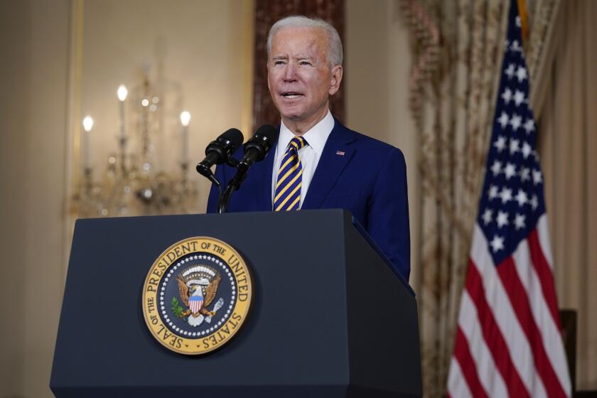 President Joe Biden delivers a speech on foreign policy, at the State Department, Thursday, Feb. 4, 2021, in Washington. (AP Photo/Evan Vucci)