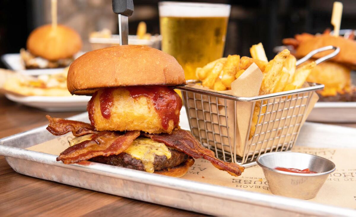 An assortment of brunch burgers are available at Pacific Beach AleHouse.