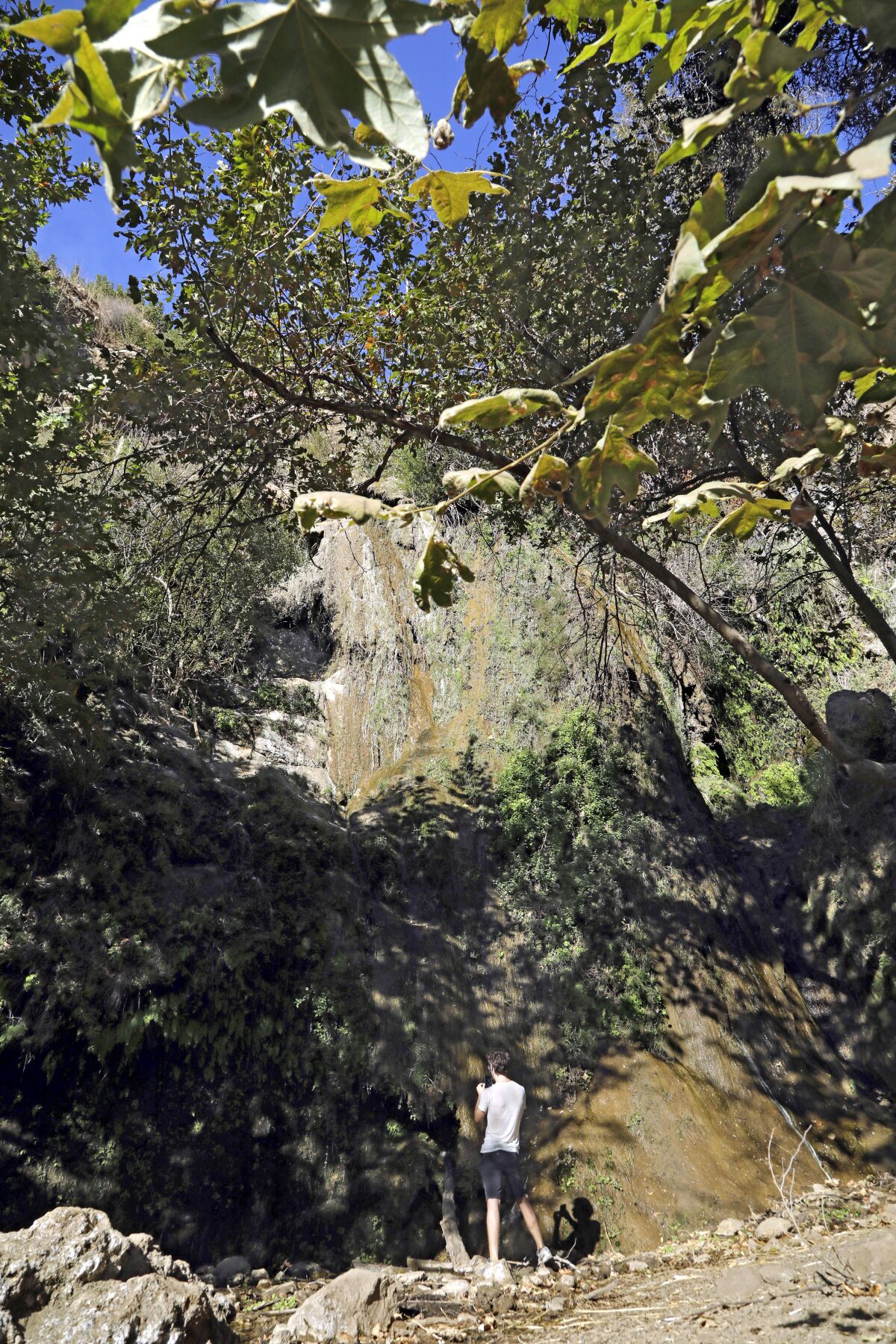The waterfall at Escondido Canyon Trail in Malibu is just a trickle until the rains come.