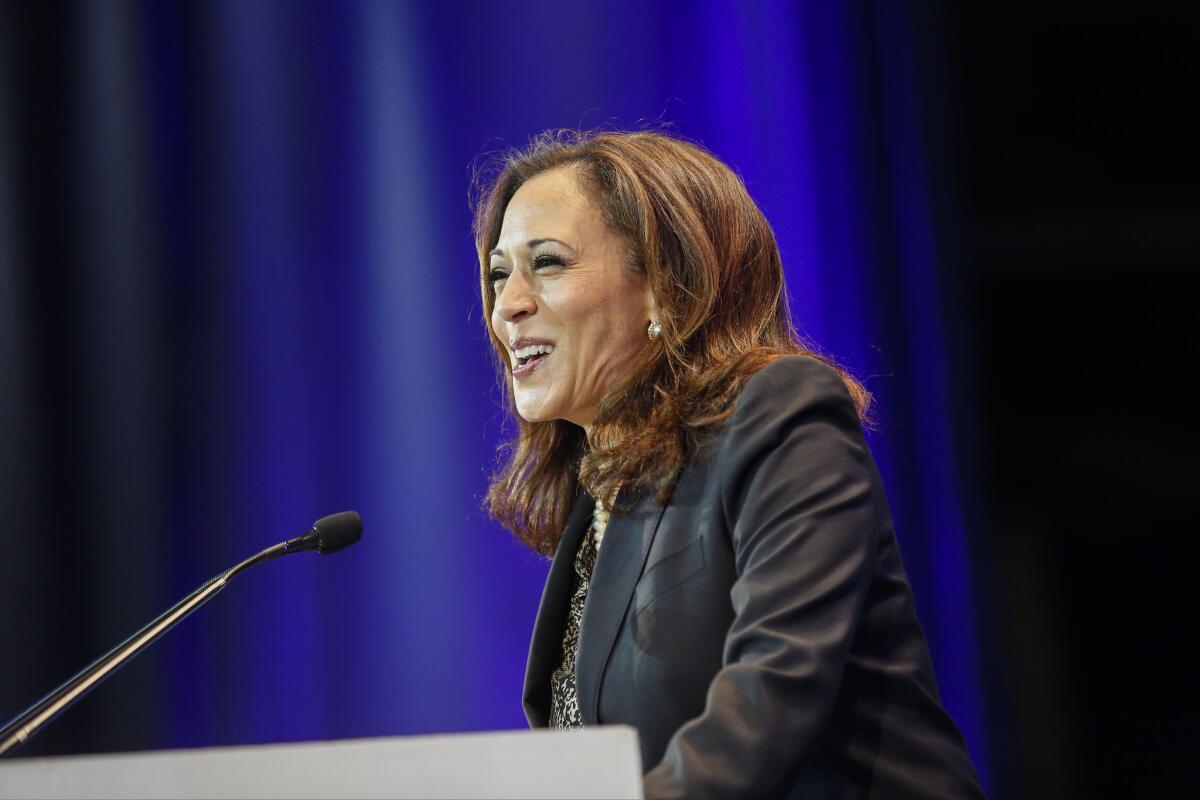 California Atty. Gen. Kamala Harris, seen here in May, hailed the U.S. Supreme Court's decision on same-sex marriage Friday.