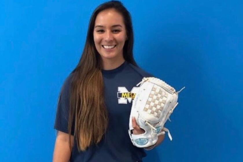 Savannah Ames is team captain for San Diego Mesa College women's softball team.