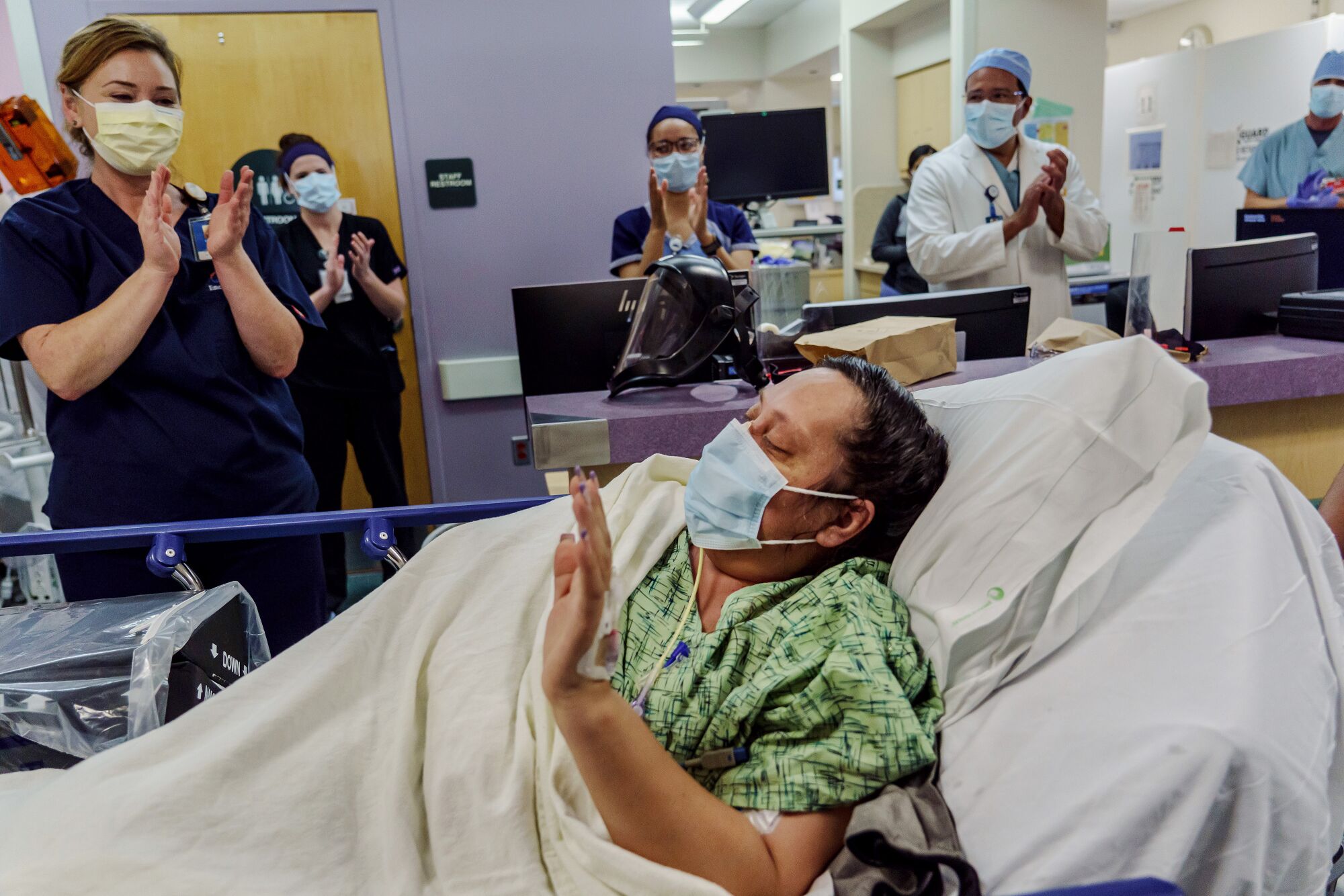 Claudia Martinez is discharged from the ICU after her recovery. 