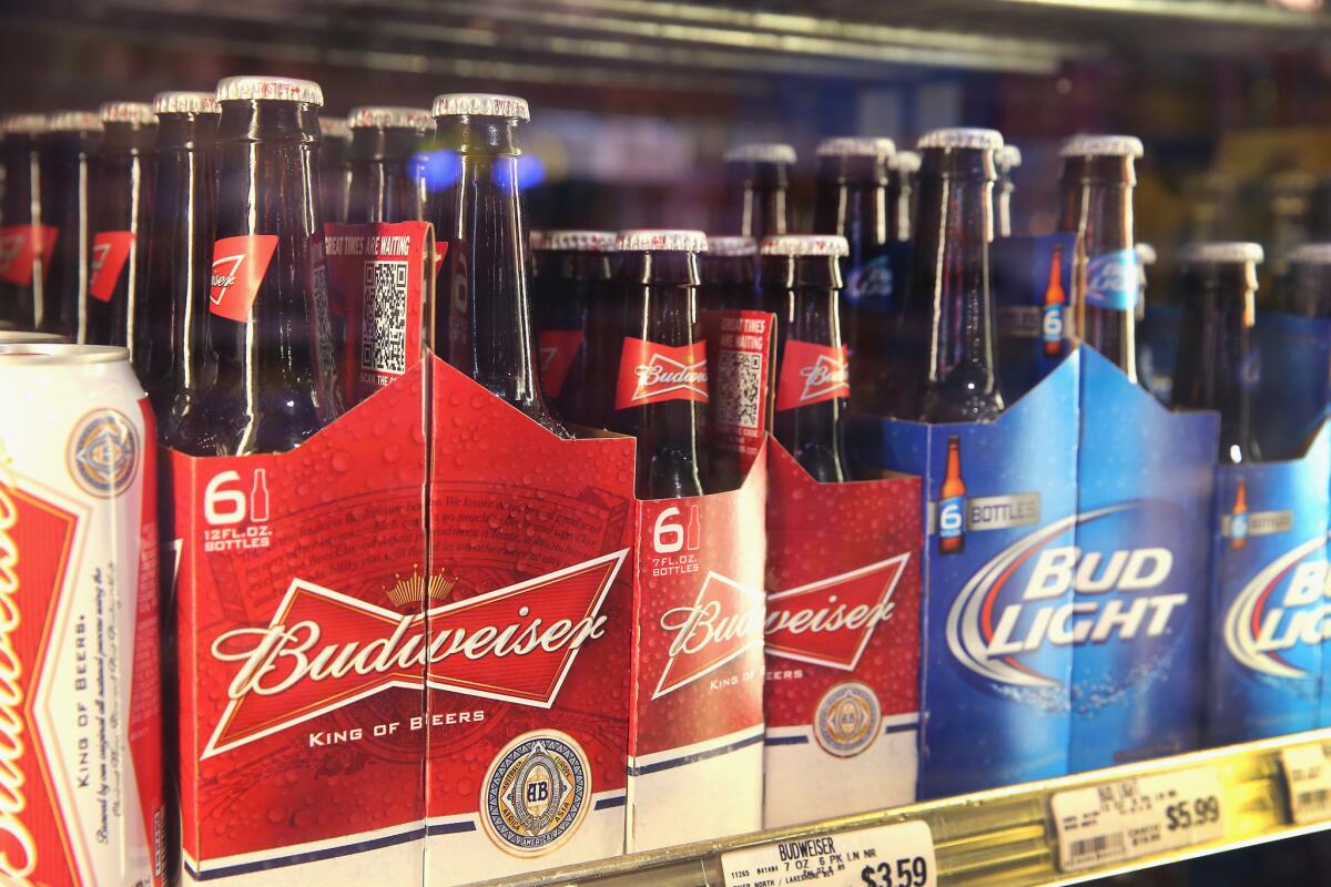 Anheuser-Busch products are offered for sale in Chicago.