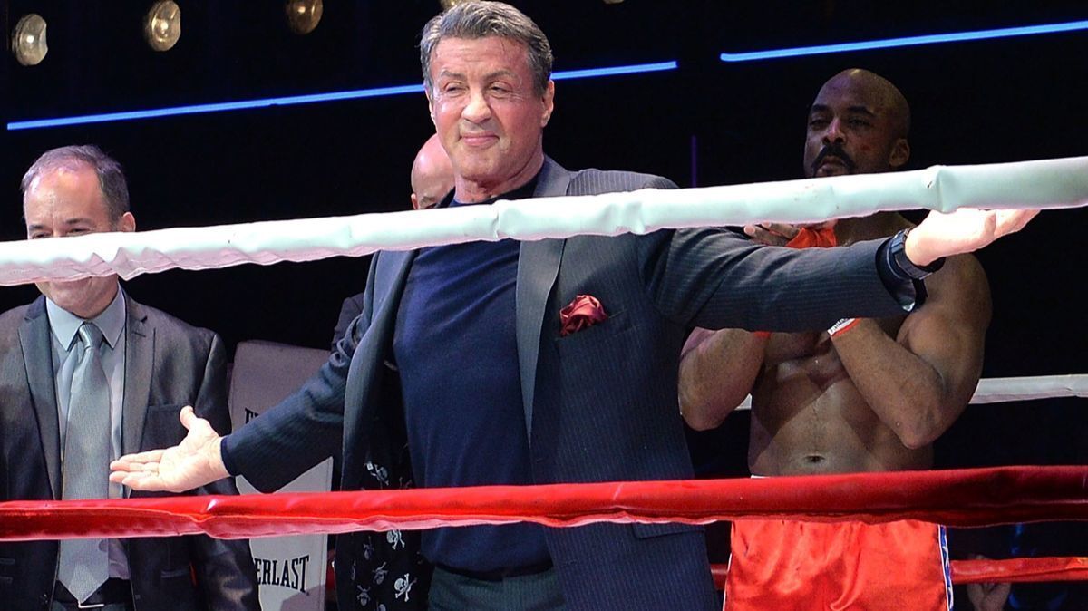 Actor Sylvester Stallone takes the curtain call at the "Rocky" Broadway opening night in New York on March 13, 2014.