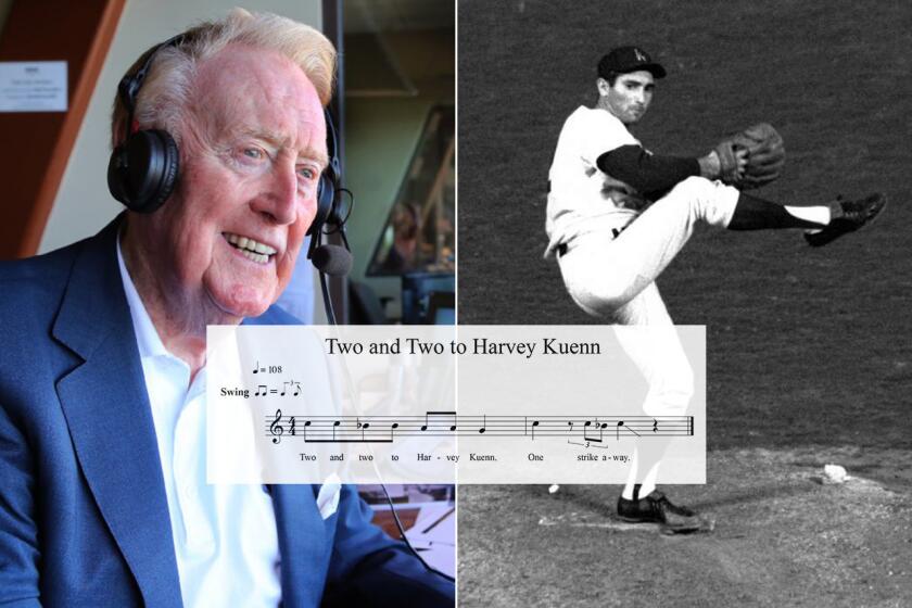 Chris Erskine and two USC music professors take a look at Vin Scully's melodic play-calling style.