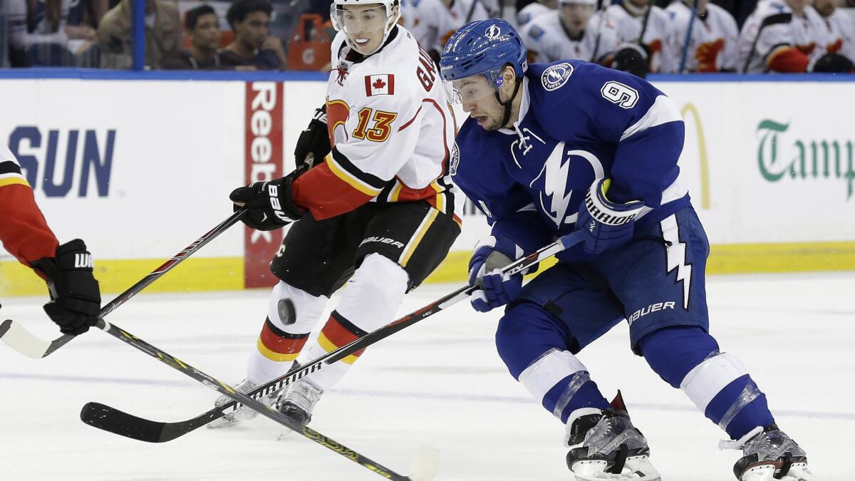 Lightning center Tyler Johnson (9) has missed three games because of an injury but could soon return to the lineup.