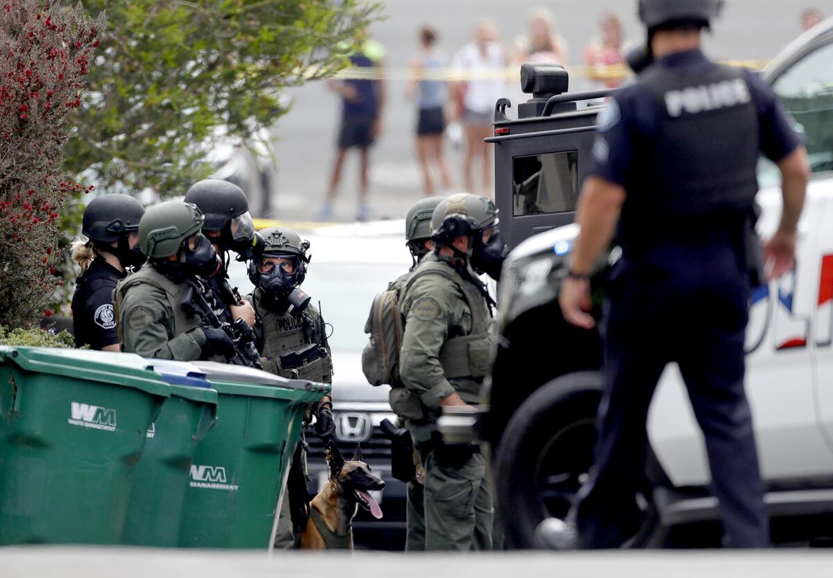 A Newport Beach SWAT team and Laguna Beach police officers in South Laguna Beach. 