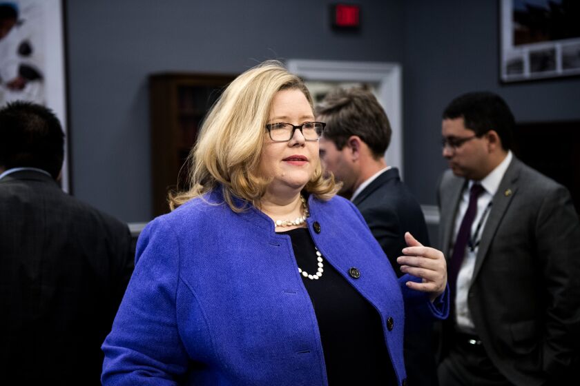 UNITED STATES - MARCH 13: GSA Administrator Emily Murphy arrives to tesitfy during the House Appropriations Subcommittee on Financial Services and General Government Subcommittee hearing on "GSA (General Services Administration) Oversight Hearing" on Wednesday, March 13, 2019. (Photo By Bill Clark/CQ Roll Call)