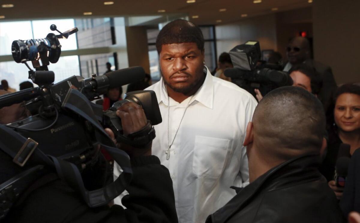 Cowboys' Josh Brent outside of court.